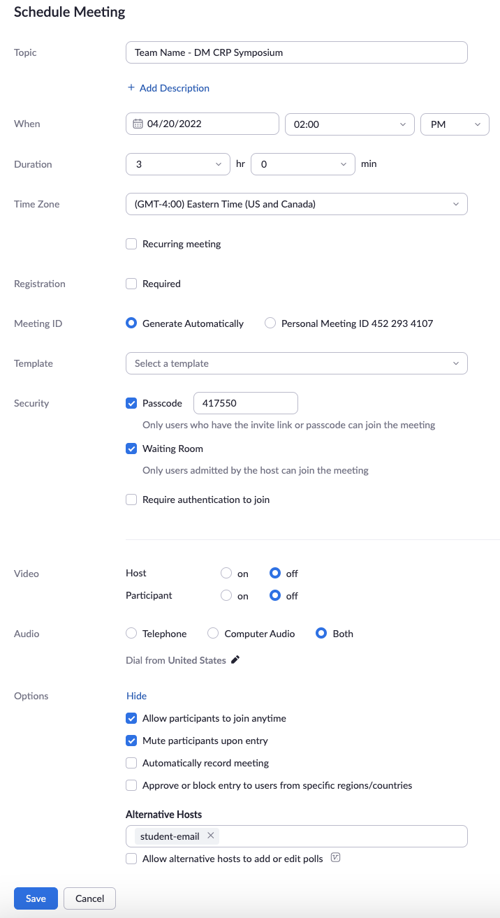 Meeting Settings