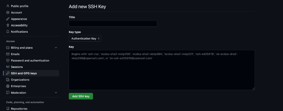 Name SSH key