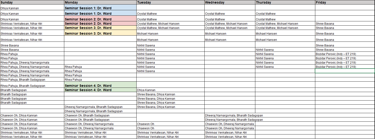 10100 Office Hours Schedule