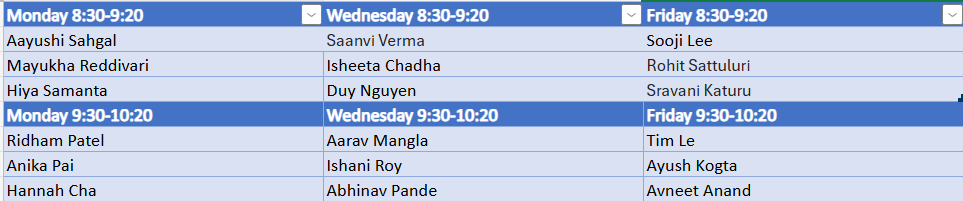 Seminar Schedule