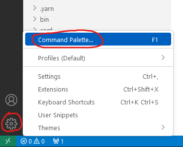 vscode gear command palette